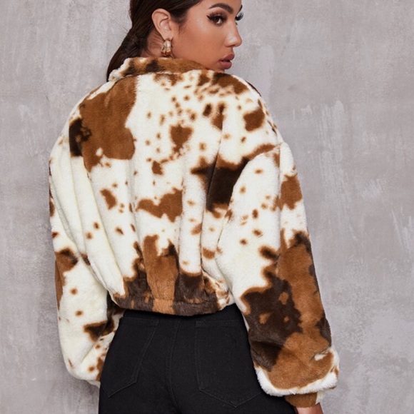 Fall print zip up fur jacket - Picture 3 of 4